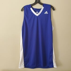 Adidas Blue V-neck Sport Jersey Practice Basketball Shirt Size Mens Medium